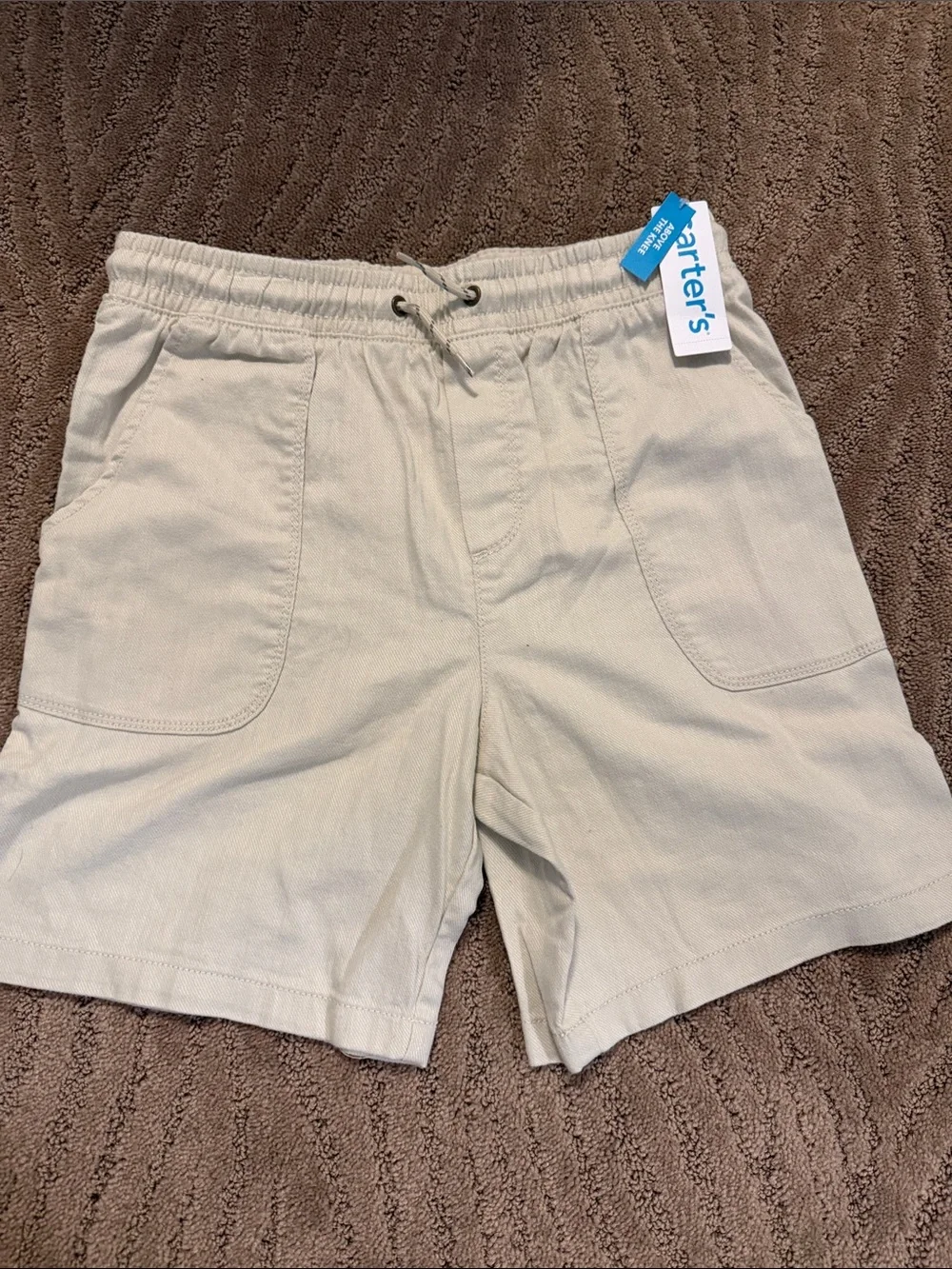 Carter's Light Cream Elastic-Waist Patch Pocket Shorts